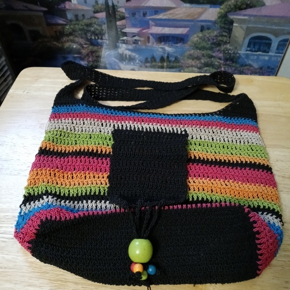 🚜🏩HANDMADE CROCHET BOHO BAG🥀🏡12"×10"x24" STRAP CROSSBODY. ♥️ - Picture 4 of 16